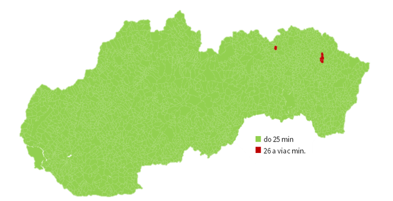 Mapa miestnej dostupnosti poskytovateľov všeobecnej ambulantnej starostlivosti pre deti a dorast